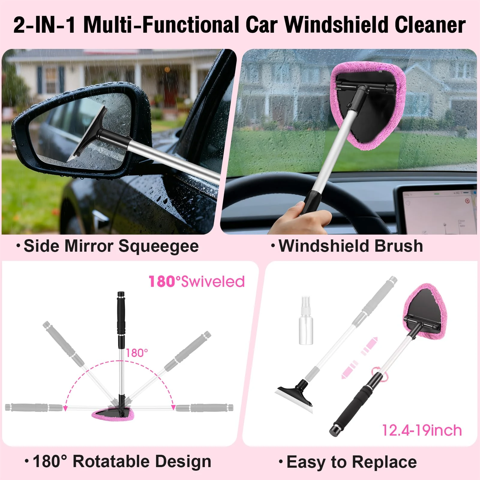 Vioview Pink Car Cleaning Kit, 25Pcs Detailing Kit Interior with 4-in-1 Power Handheld Vacuum Cleaner, Detailing Brush Set, 2 product photo, view 6 of 7