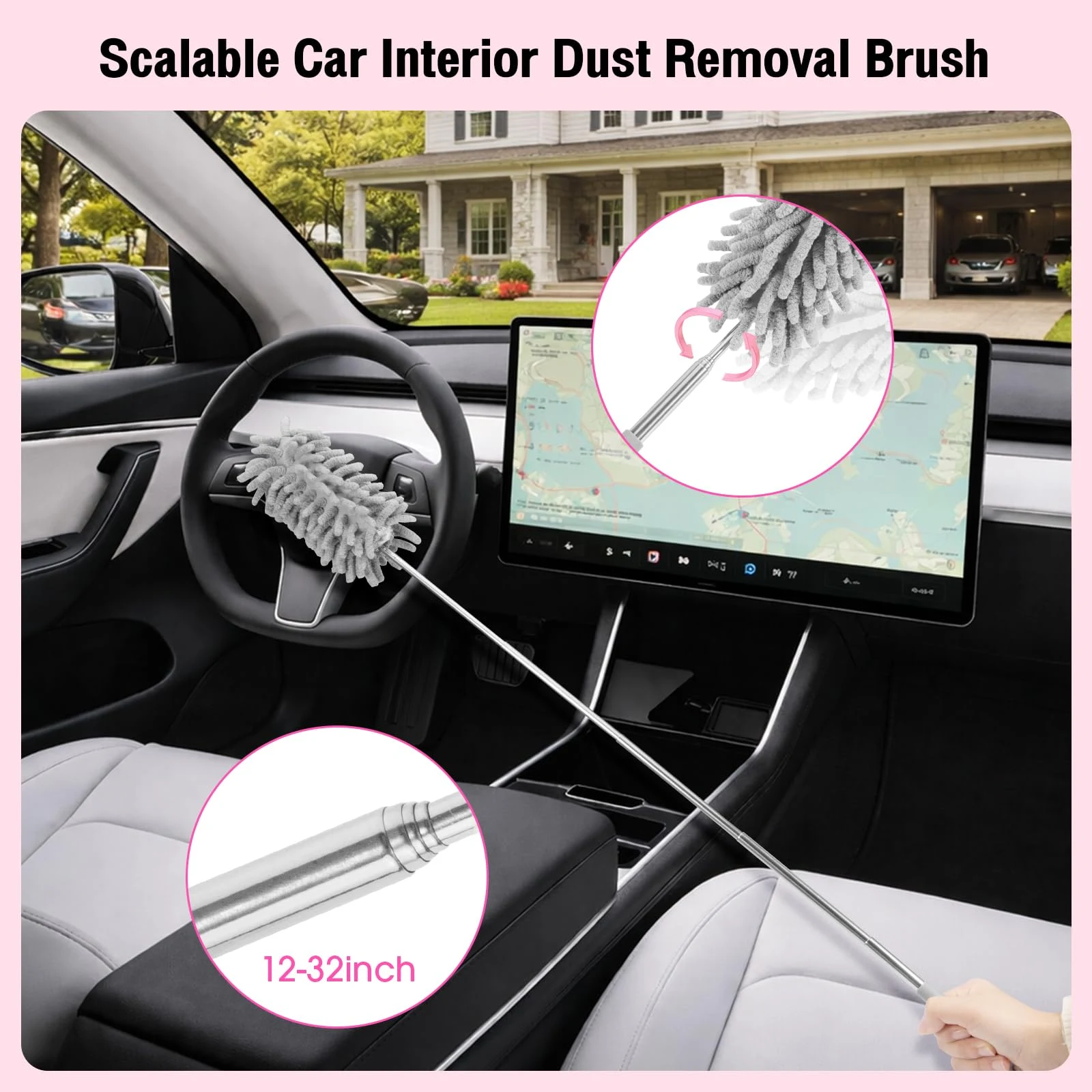 Vioview Pink Car Cleaning Kit, 25Pcs Detailing Kit Interior with 4-in-1 Power Handheld Vacuum Cleaner, Detailing Brush Set, 2 product photo, view 7 of 7