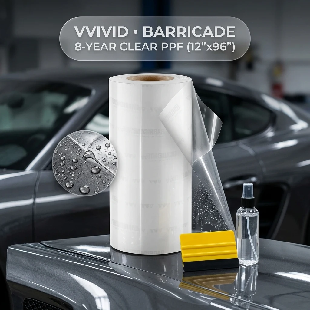 VViViD Barricade Premium 8 Year Clear Gloss Paint Protection Film TPU (12" x 96") product photo, view 1 of 7