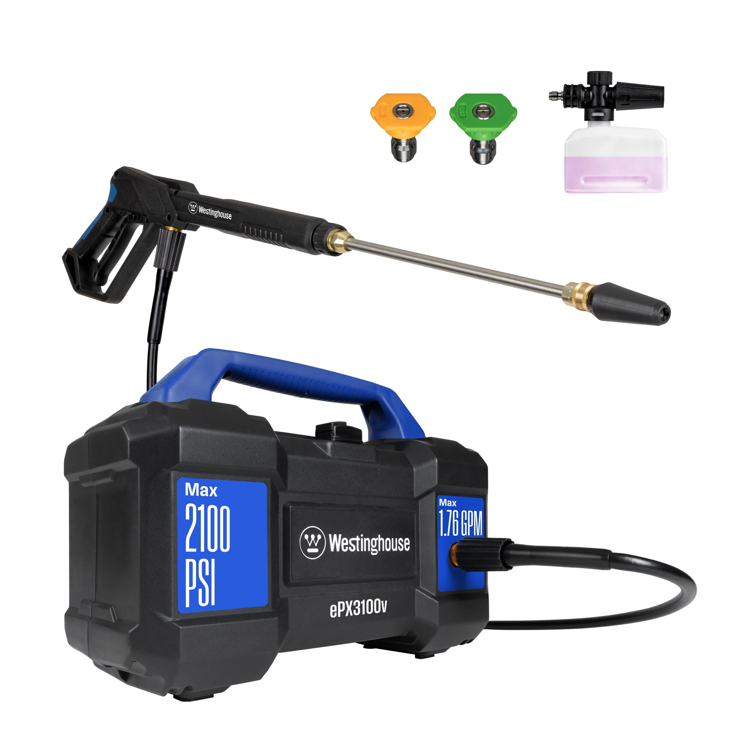 Westinghouse ePX3100v Electric Pressure Washer, 2100 Max PSI 1.76 Max GPM, Built-in Carry Handle, Detachable Foam Cannon, Pro product photo, view 2 of 7