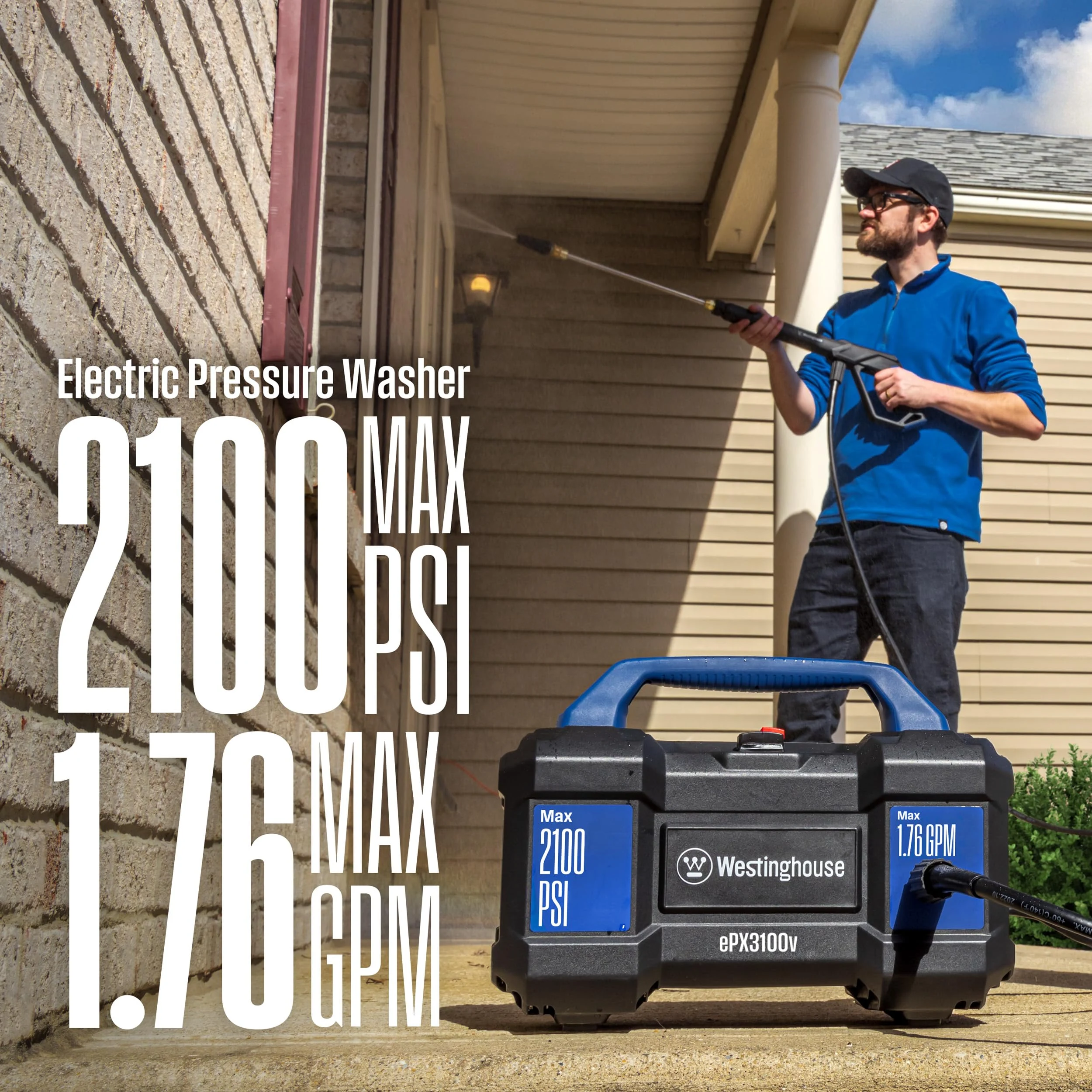 Westinghouse ePX3100v Electric Pressure Washer, 2100 Max PSI 1.76 Max GPM, Built-in Carry Handle, Detachable Foam Cannon, Pro product photo, view 6 of 7