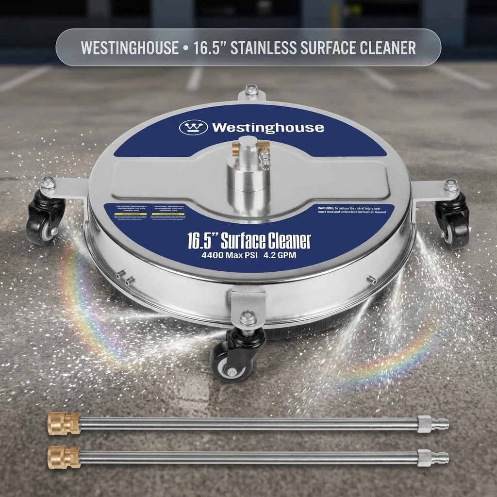 Westinghouse Universal 16.5” Pressure Washer Surface Cleaner Attachment - Stainless Steel - 4400 Max PSI, 1/4” Connector - fo product photo