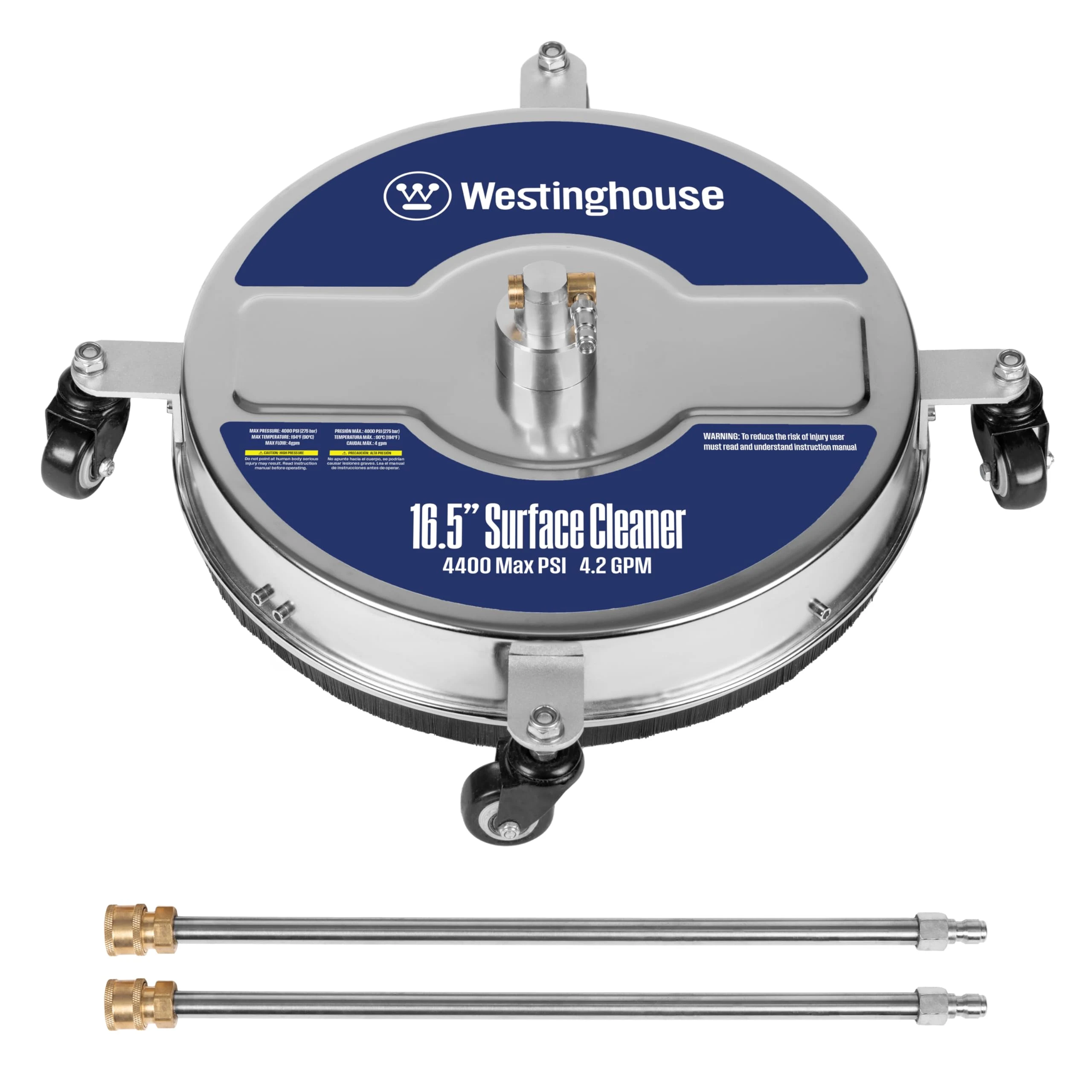 Westinghouse Universal 16.5” Pressure Washer Surface Cleaner Attachment - Stainless Steel - 4400 Max PSI, 1/4” Connector - fo product photo, view 2 of 7
