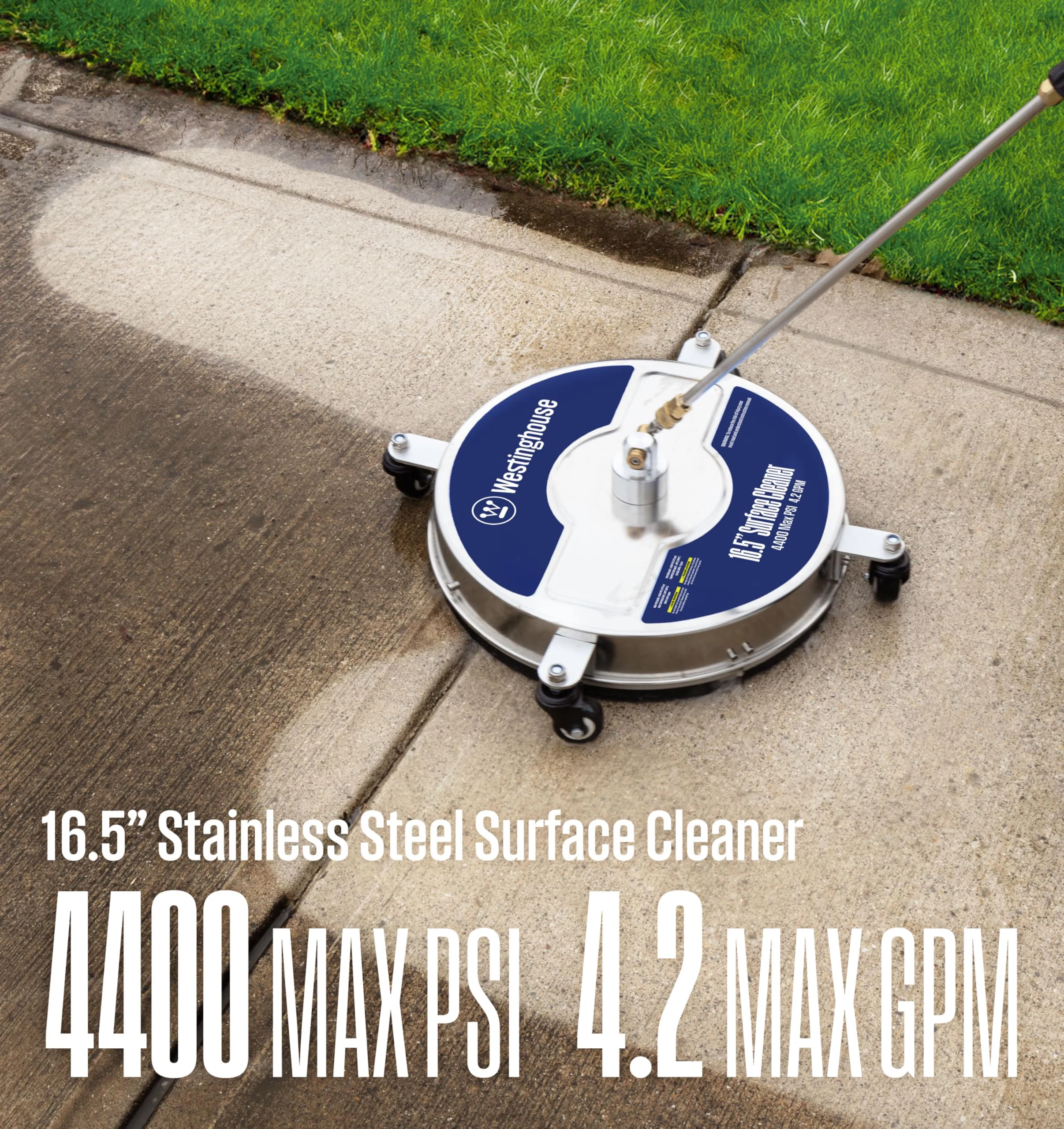 Westinghouse Universal 16.5” Pressure Washer Surface Cleaner Attachment - Stainless Steel - 4400 Max PSI, 1/4” Connector - fo product photo, view 6 of 7