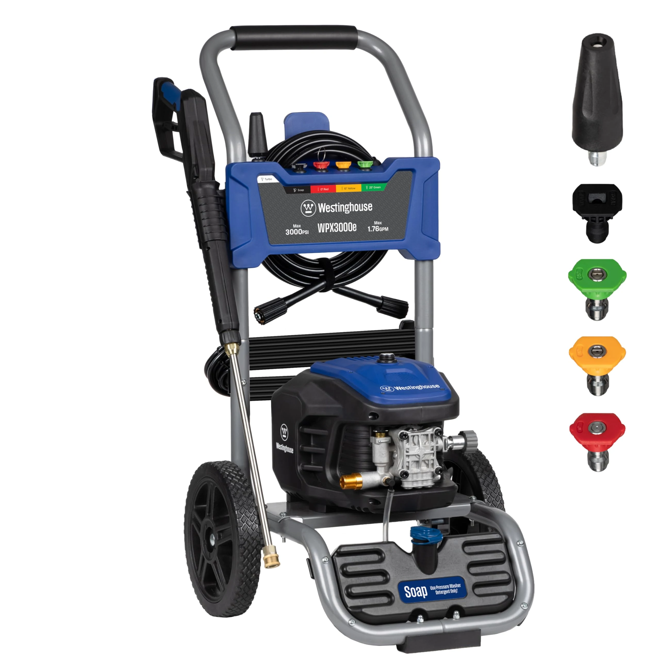 Westinghouse WPX3000e Electric Pressure Washer, 3000 Max PSI and 1.76 Max GPM, Induction Motor, Onboard Soap Tank, Spray Gun product photo, view 2 of 7