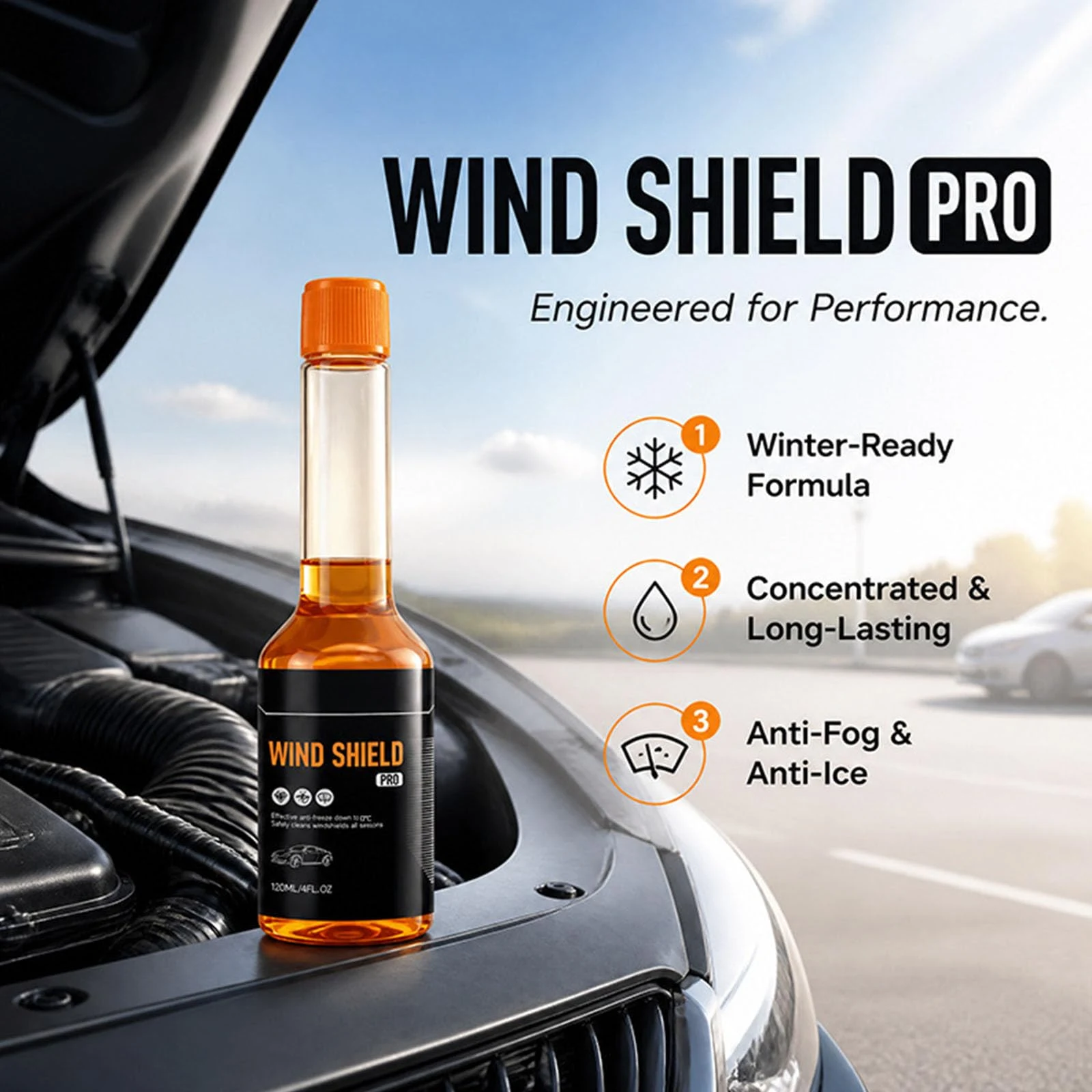 Wind Shield Pro Washer Fluid, Windshield Oil Film Remover,Concentrated Windshield Washer Fluid, Safe for Glass & Wipers, Spot product photo, view 7 of 10