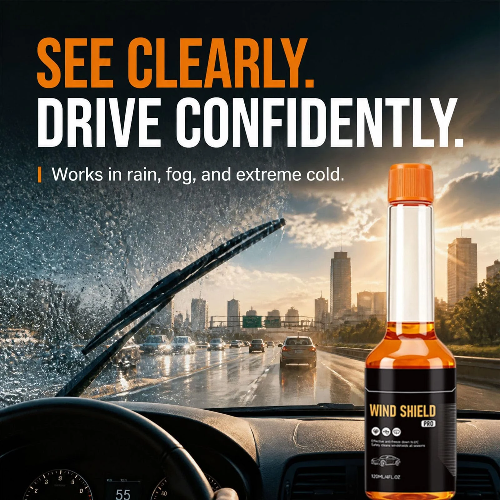Wind Shield Pro Washer Fluid, Windshield Oil Film Remover,Concentrated Windshield Washer Fluid, Safe for Glass & Wipers, Spot product photo, view 10 of 10