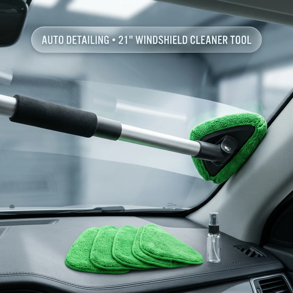 Windshield Cleaner Tool, 21" Extendable Handle, Car Interior Window Cleaner product photo, view 1 of 7