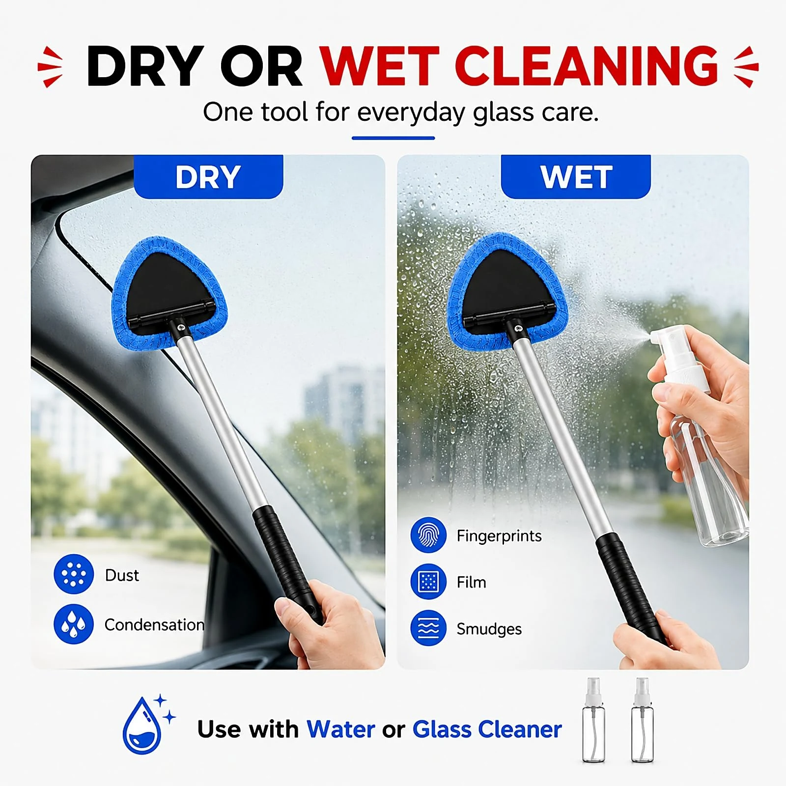 Windshield Cleaner Tool, 21" Extendable Handle, Car Interior Window Cleaner product photo, view 5 of 7
