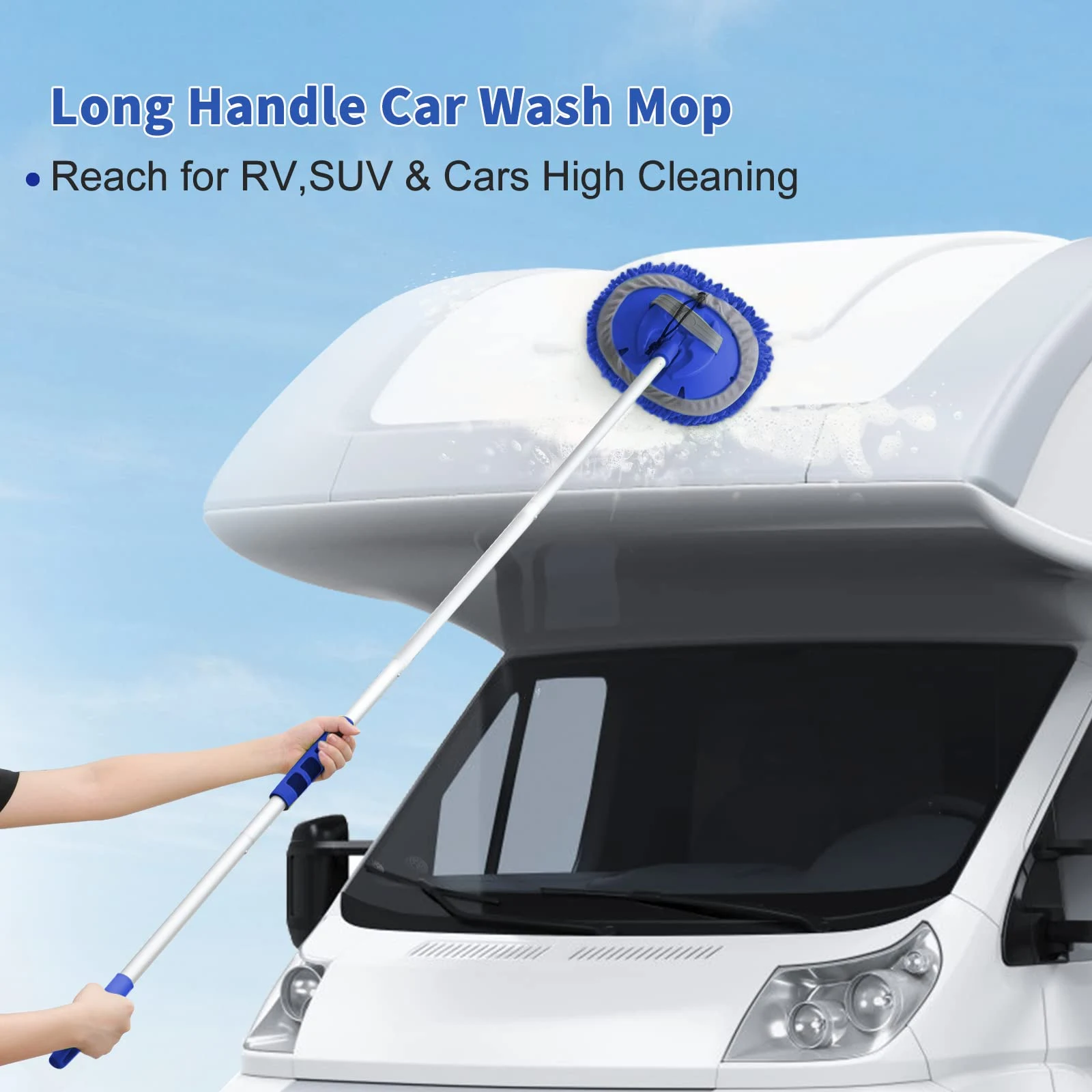 Wontolf 62'' Car Wash Brush Kit with Long Handle, Chenille Microfiber Car Wash Mop Mitt Scratch-Free Car Detailing Cleaning B product photo, view 3 of 7