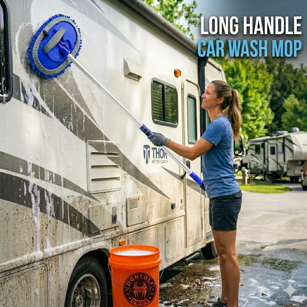 Wontolf 62'' Car Wash Brush Kit with Long Handle, Chenille Microfiber Car Wash Mop Mitt Scratch-Free Car Detailing Cleaning B product photo, view 5 of 7
