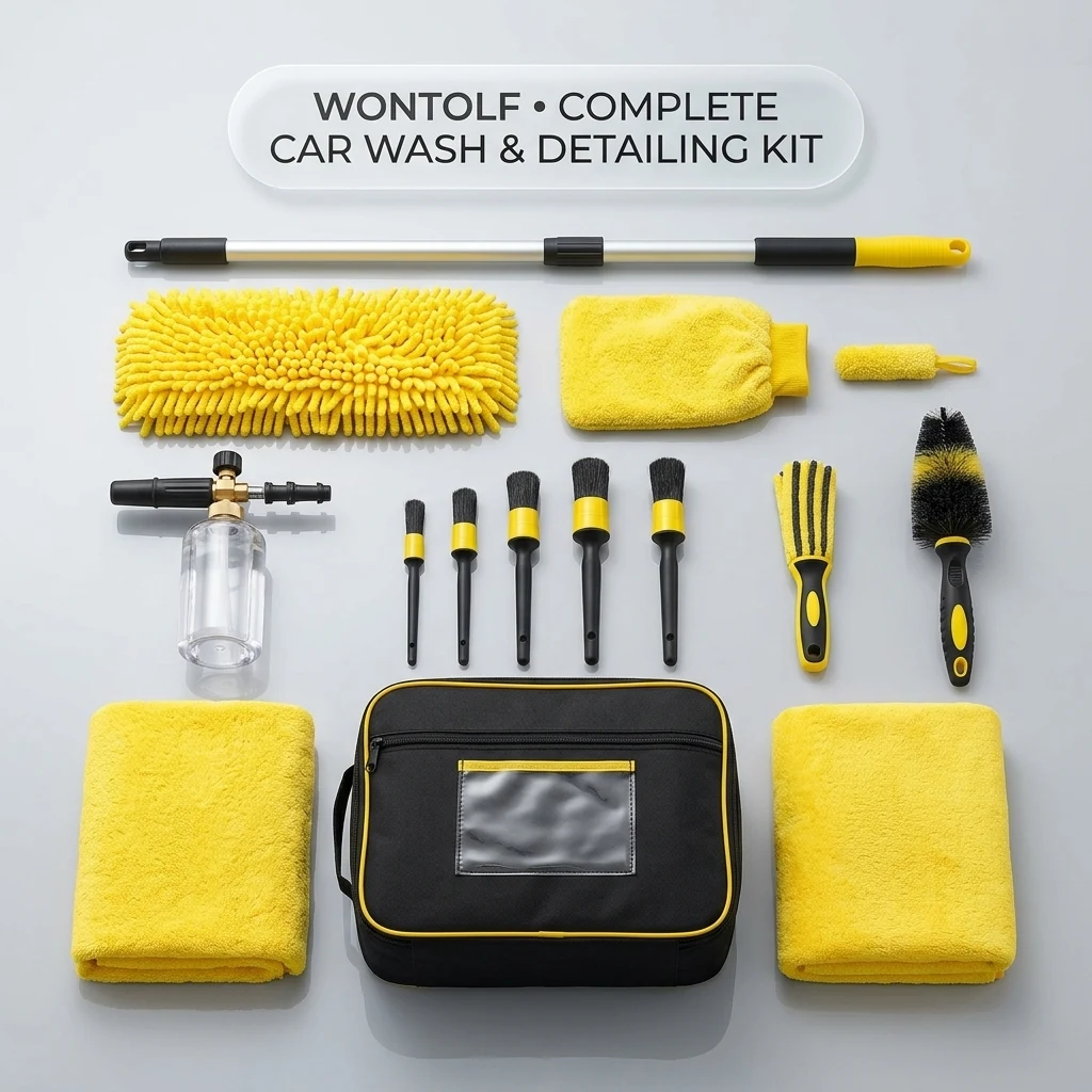 Wontolf Complete Car Wash Cleaning Kit, Car Interior Detailing Kit with Car Wash Soap, Interior Detailing Cleaner, Wheel Clea product photo, view 1 of 6