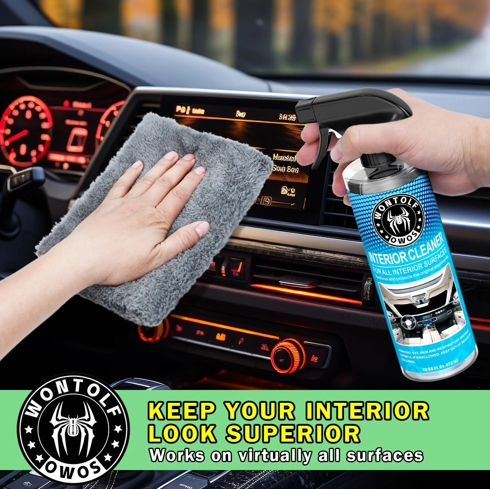 Wontolf Complete Car Wash Cleaning Kit, Car Interior Detailing Kit with Car Wash Soap, Interior Detailing Cleaner, Wheel Clea product photo, view 5 of 6