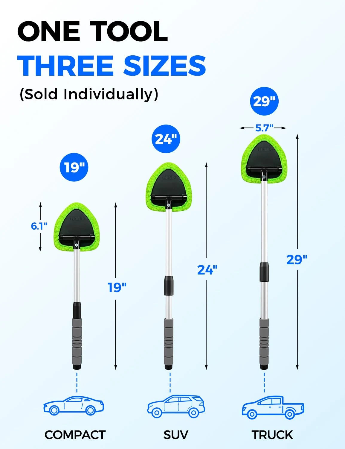 XINDELL Interior Windshield Cleaner Tool – Car Interior Window Cleaning Kit with Extendable Handle & 4 Microfiber Pads, Auto product photo, view 7 of 7