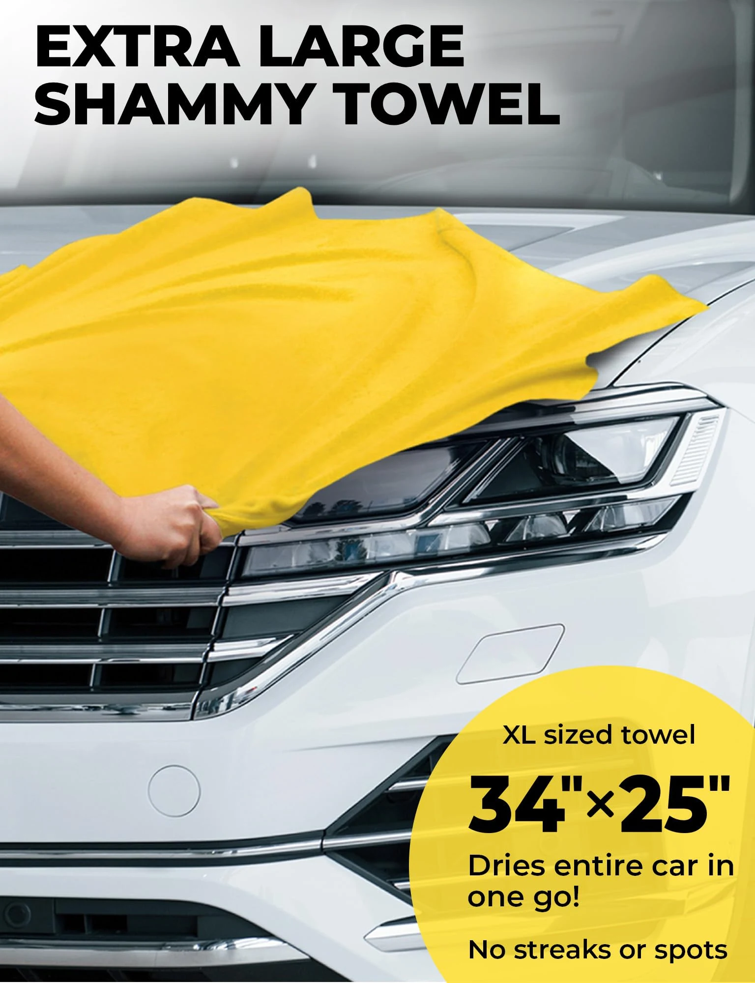 XL Shammy Towel for Car - 2pk(34”x25”) - Spots & Scratch-Free Chamois Cloth product photo, view 4 of 7