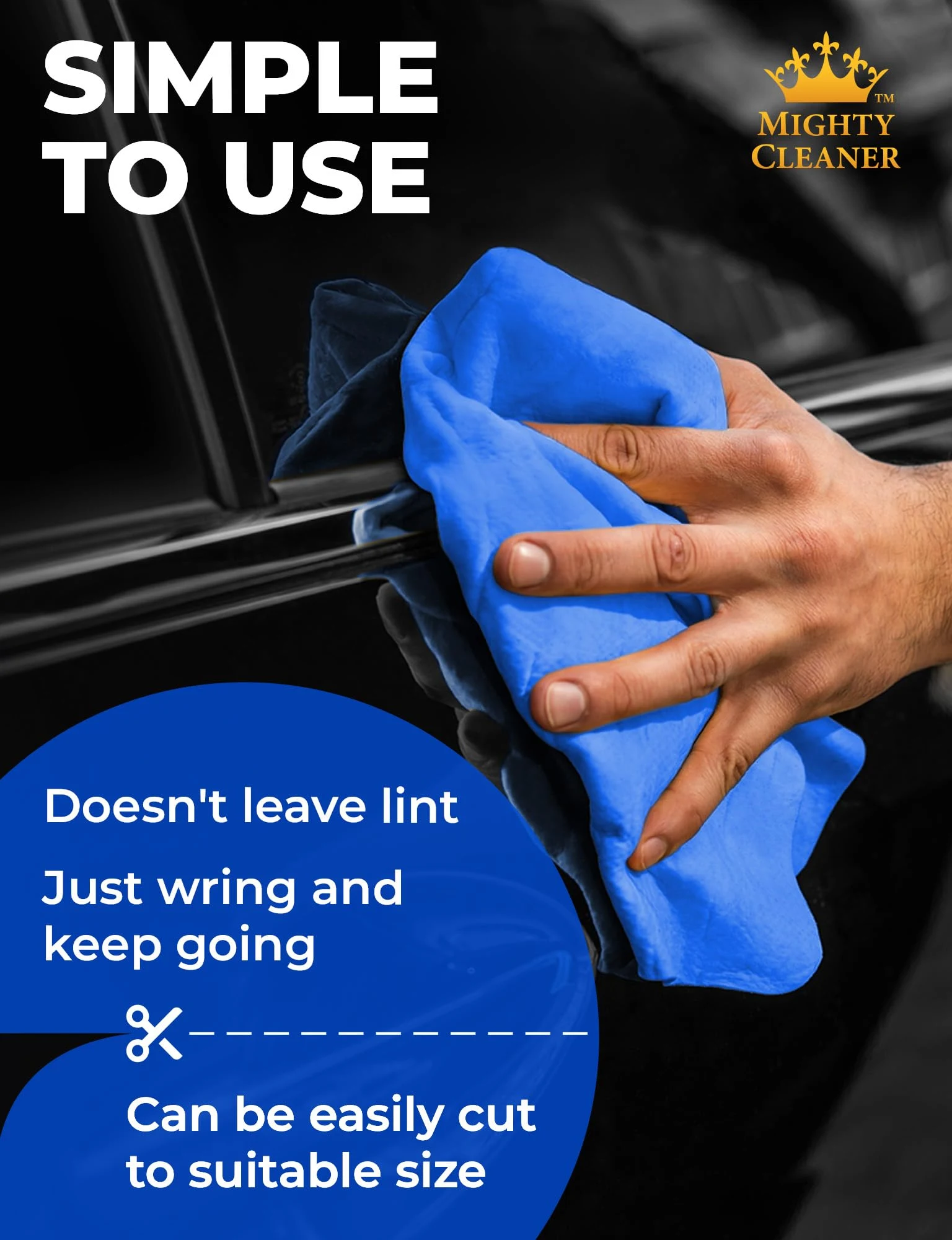 XL Shammy Towel for Car - 2pk(34”x25”) - Spots & Scratch-Free Chamois Cloth product photo, view 6 of 7