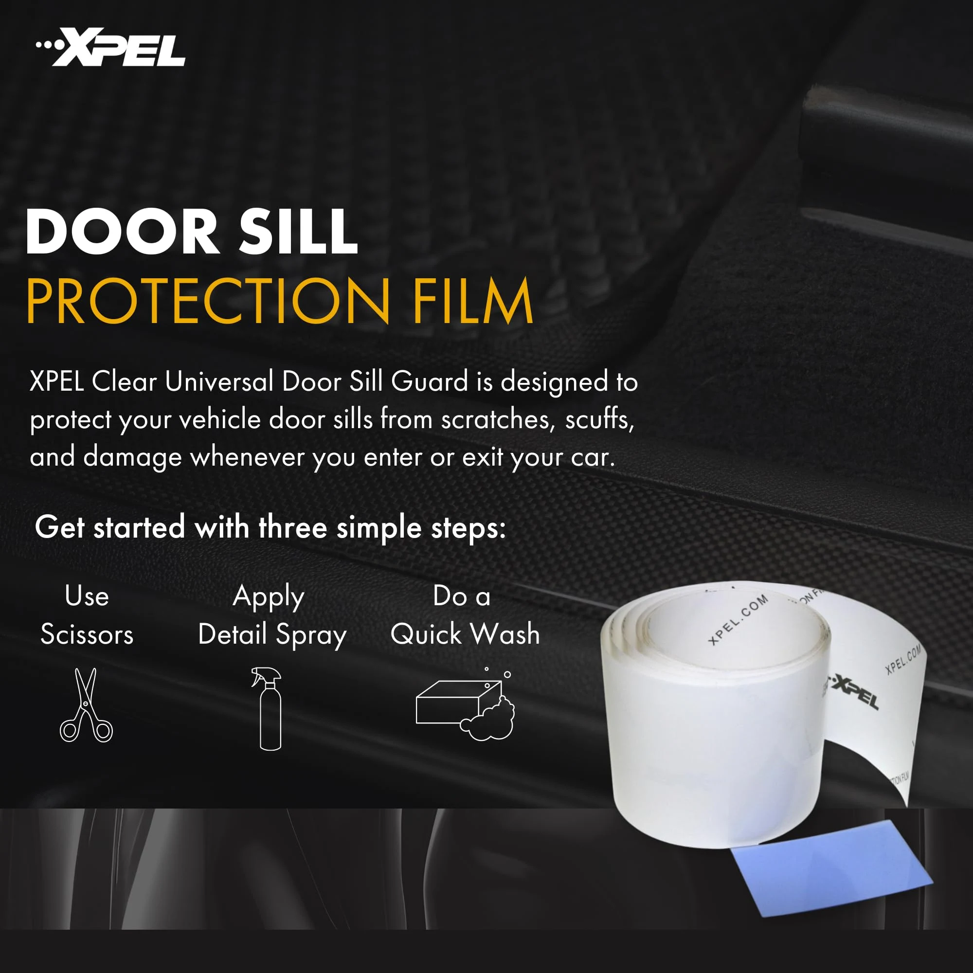 XPEL Clear Universal Door Sill Guard Protection Film, 60" x 2.75", PPF Kit product photo, view 3 of 7