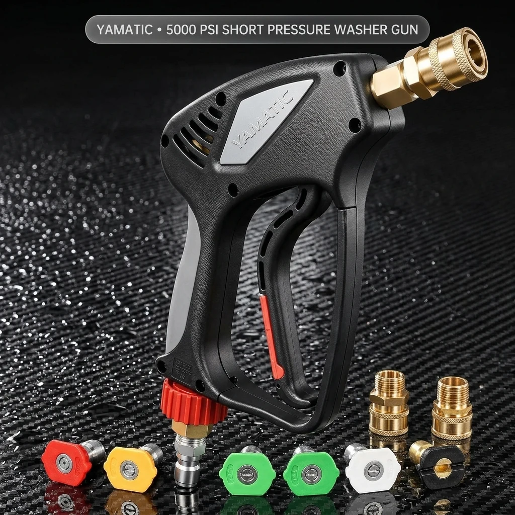 YAMATIC 5000 PSI Short Pressure Washer Gun 3/8" Plug & M22-14mm Male Inlet product photo