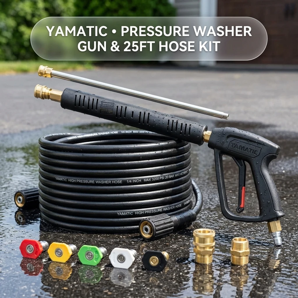 YAMATIC Pressure Washer Gun and 25 FT Hose with Extension Wand 3/8"&M22-14 product photo