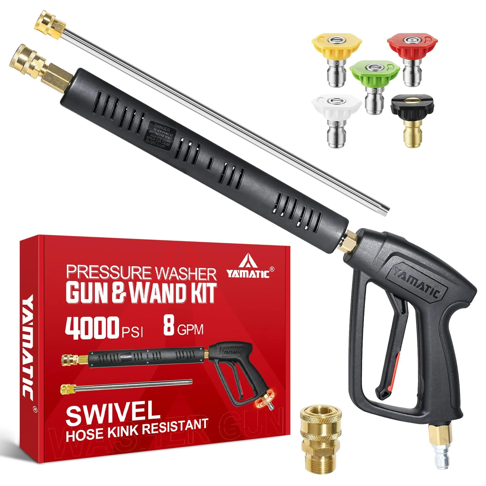 YAMATIC Pressure Washer Wand with Stainless Steel Extension Lance 4000PSI product photo, view 2 of 7