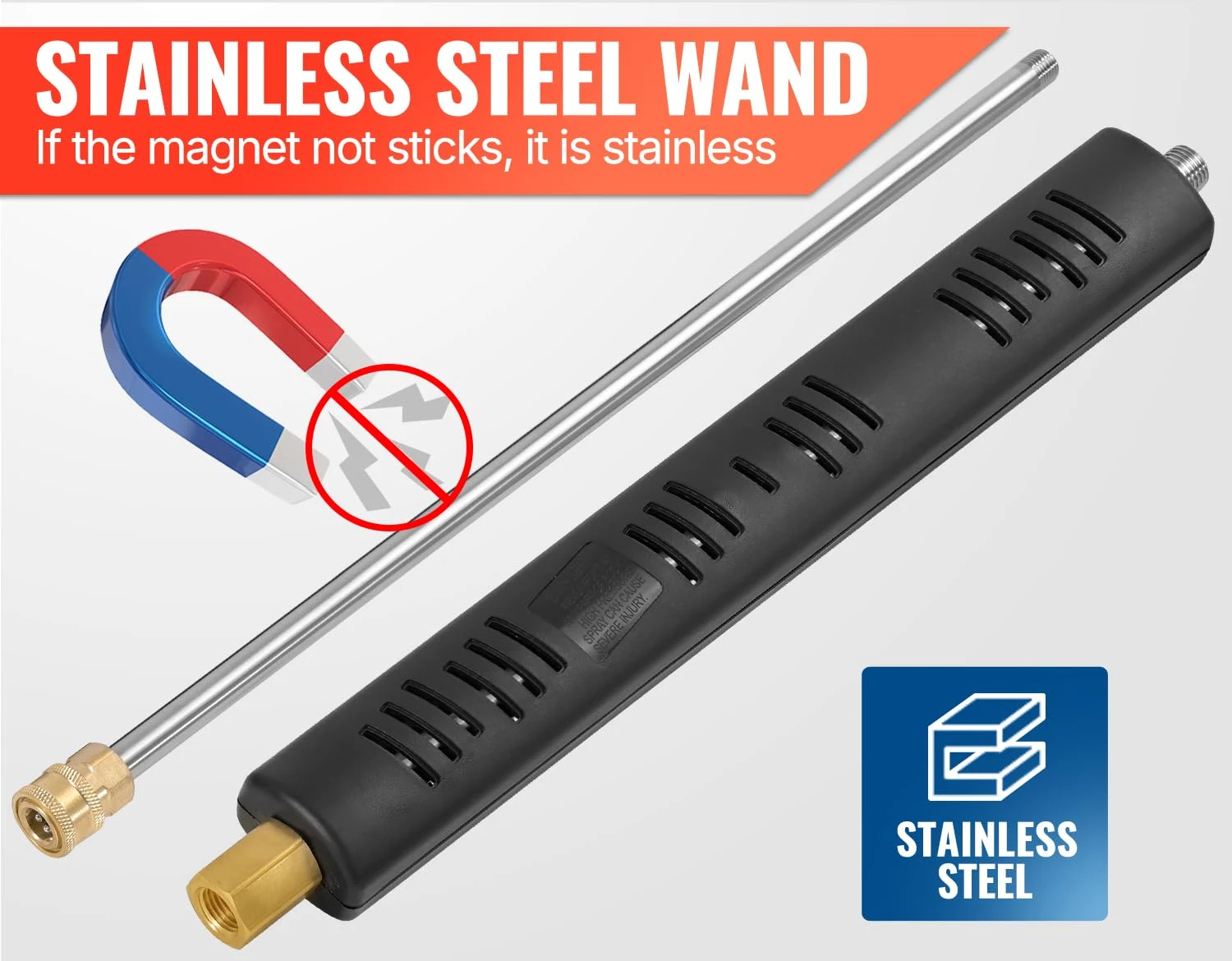YAMATIC Pressure Washer Wand with Stainless Steel Extension Lance 4000PSI product photo, view 6 of 7