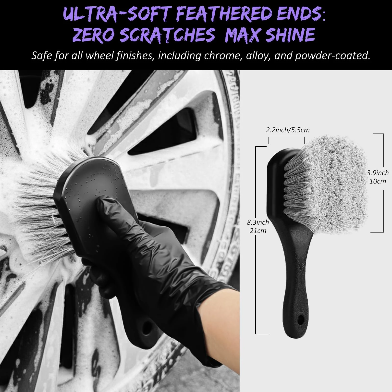 YeewayVeh 6PCS Car Wheel & Tire Brush Kit, Pro Detailing, Vibrant Purple product photo, view 4 of 8