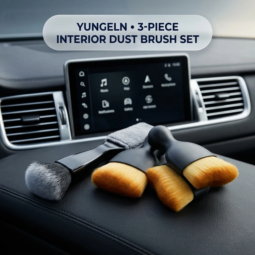 Yungeln 3 PCS Car Interior Detail Dust Brush,Soft Car Interior Detailing Kit Tools,Dash Duster Brush for Auto,Truck,SUV,RV In product photo