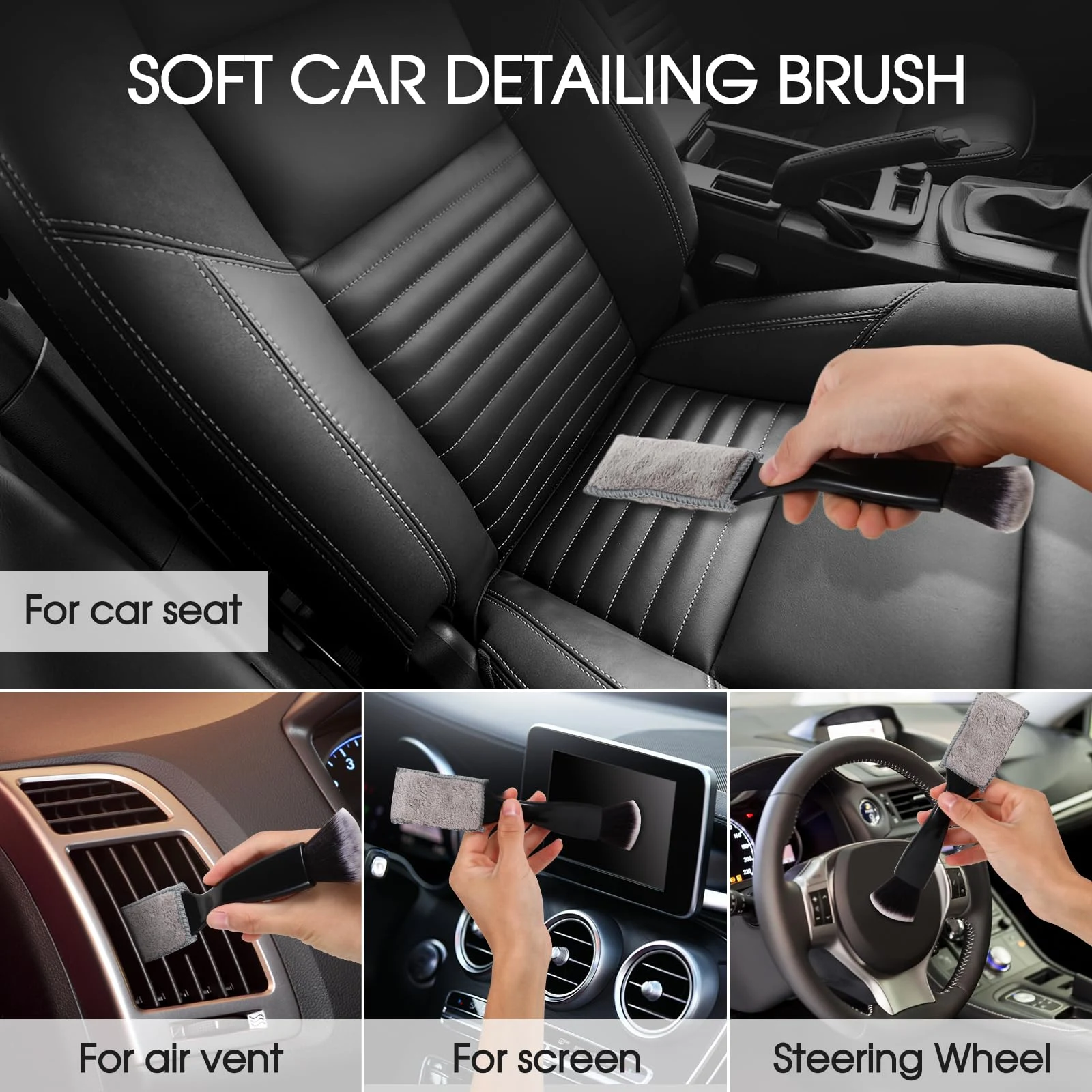 Yungeln 3 PCS Car Interior Detail Dust Brush,Soft Car Interior Detailing Kit Tools,Dash Duster Brush for Auto,Truck,SUV,RV In product photo, view 5 of 7