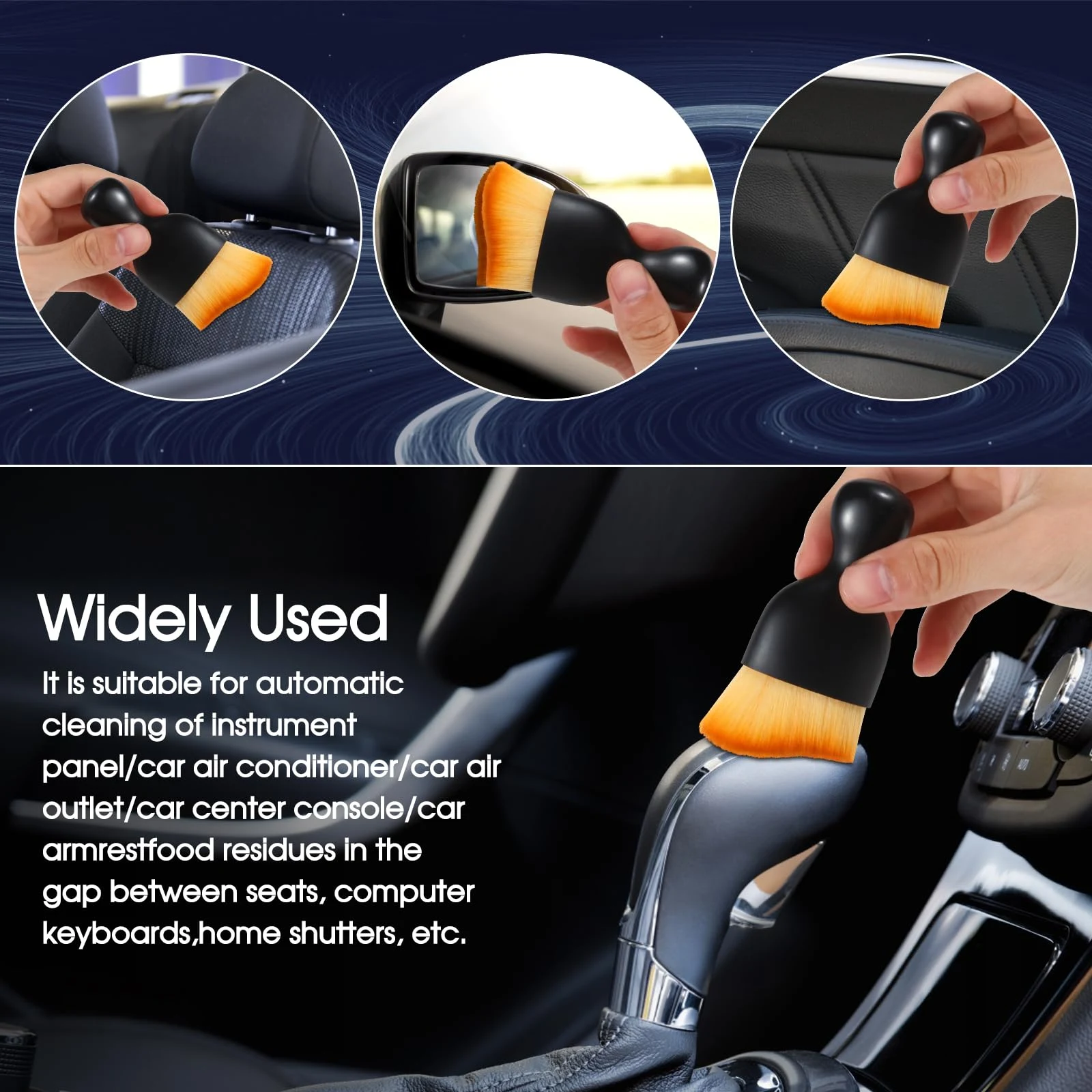 Yungeln 3 PCS Car Interior Detail Dust Brush,Soft Car Interior Detailing Kit Tools,Dash Duster Brush for Auto,Truck,SUV,RV In product photo, view 6 of 7