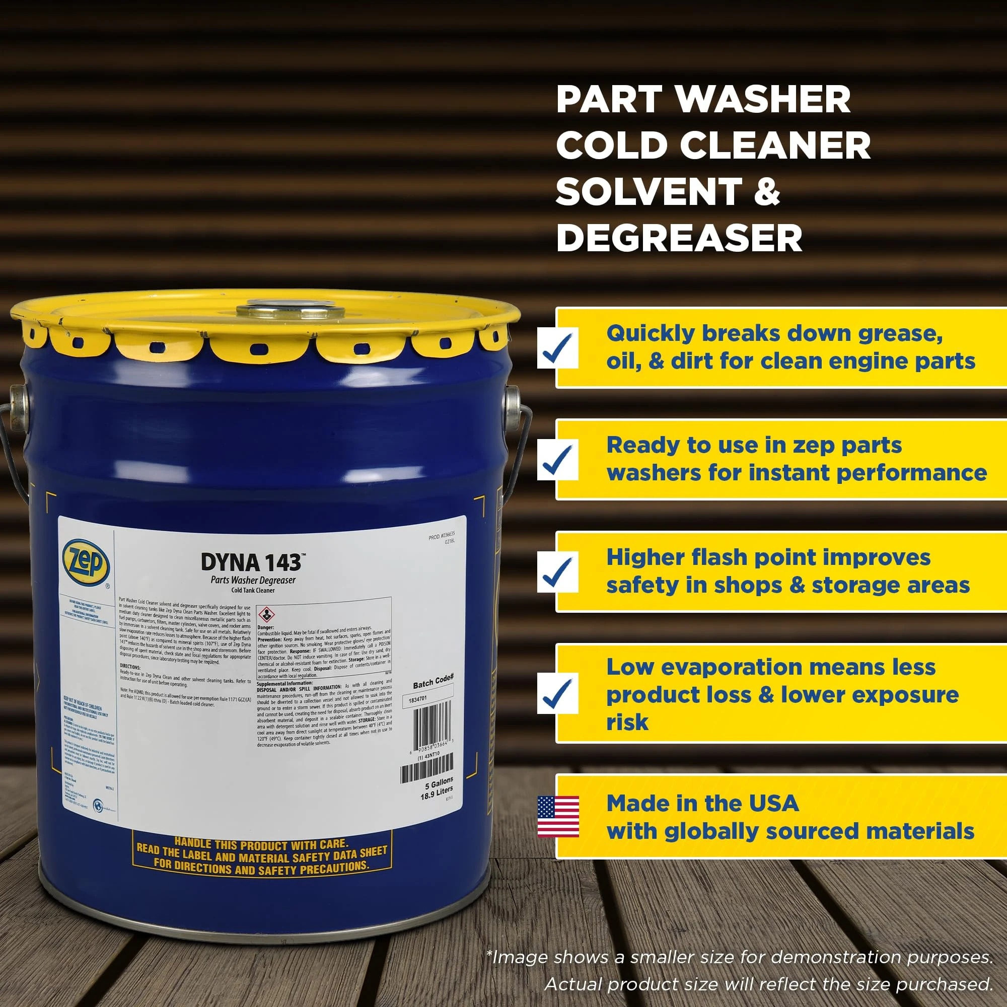 Zep Dyna 143 Parts Washer Solvent - 20 Gallon (1 Drum) product photo, view 2 of 6