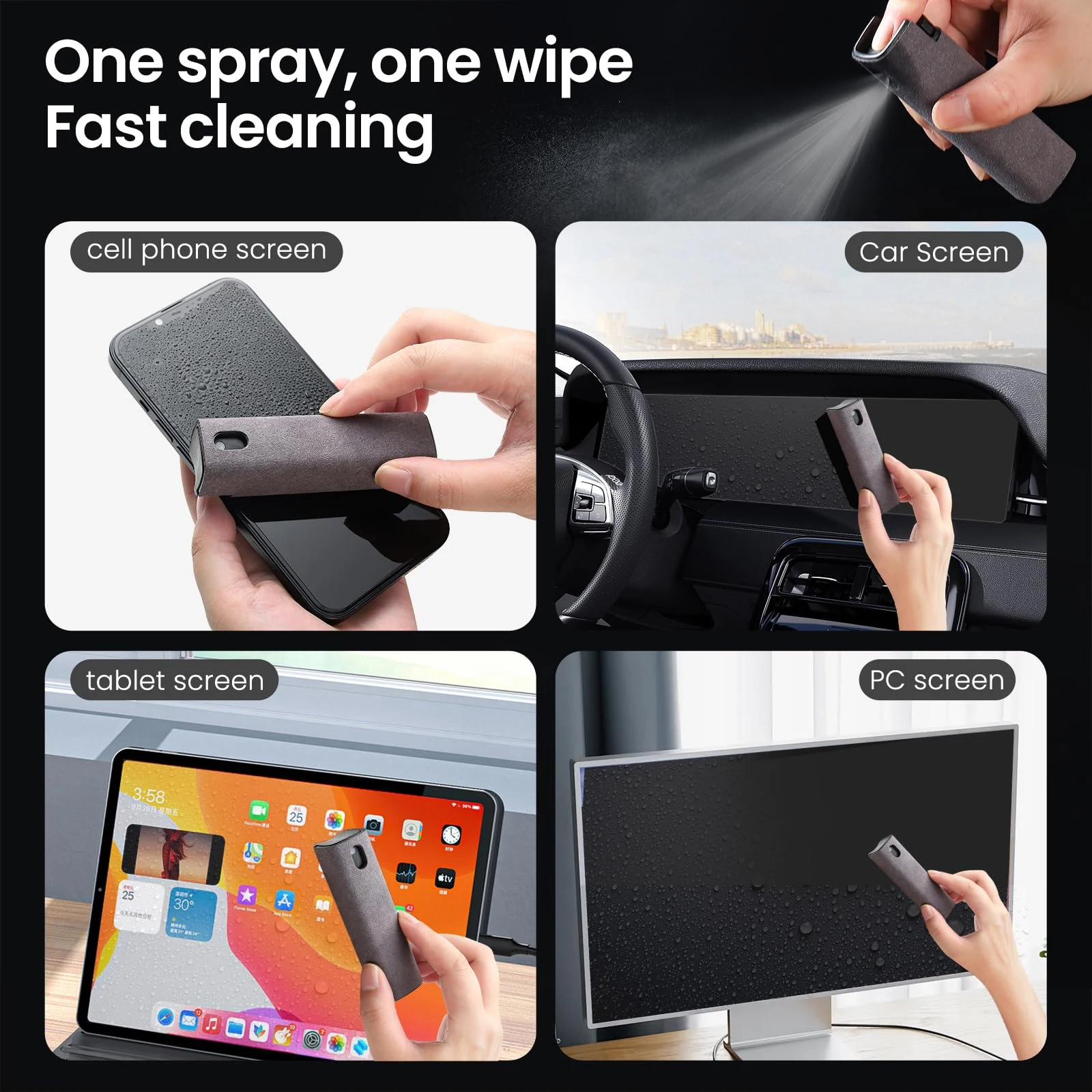 ZERNBER 2 Pcs Car Screen Cleaner Kit, Car Accessories for Women product photo, view 3 of 7